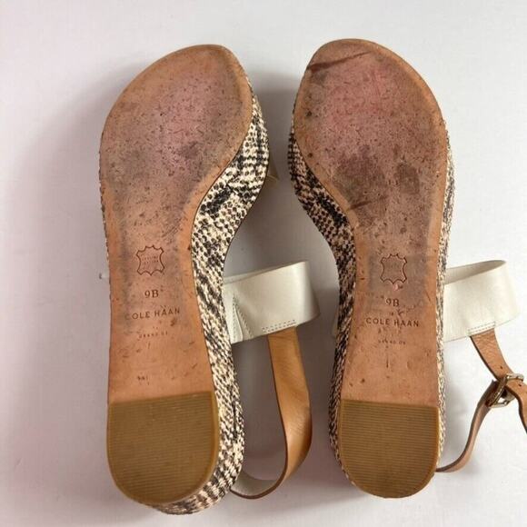 Cole Haan Sandals Womens 9B White Platform Wedge Leather Snake - Picture 8 of 10